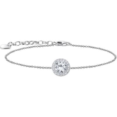 Armband THOMAS SABO "Schmuck Silber 925 Armkettchen mit Halo-Anhänger, A2166-051-14-L19V" Gr. 19, silber (silberfarben, kristallweiß, kristallweiß), Armbänder, Damen, 19, Silber 925 (Sterlingsilber), mit Zirkonia (synth.) Image