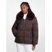 Michael Kors Quilted Puffer Jacket With Faux Fur Collar Brown L