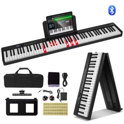 Folding Keyboard Piano, Bluetooth & MIDI, Portable Electronic Digital Foldable Piano Rechargeable for Beginners Teens Adults