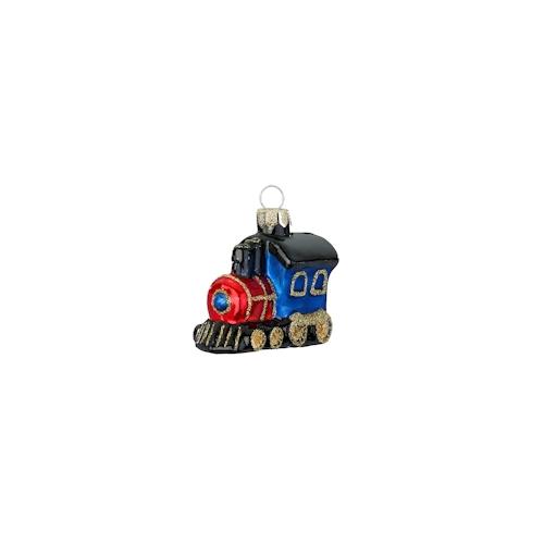 Christbaumschmuck Glas 6cm Lokomotive Figur Handbemalt Weihnachtsbaum Anhänger Weihnachten Christbaumanhänger Weihnachtsbaumschmuck Eisenbahn Blau Rot