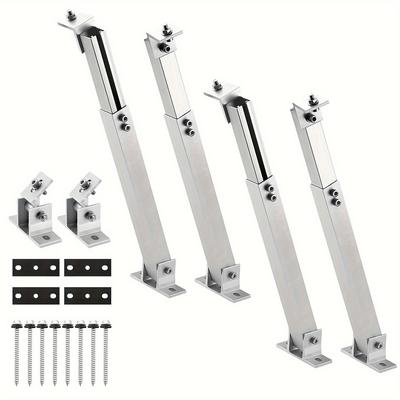 TEMU 1/2 Piece Solar Panel Mount Balcony Power Station Holder - 36-68 Cm Adjustable Set Solar Panel Bracket For 100w-400w Solar Panels With 0-30° Adjustable Angle Roof Mounts Bracket Image