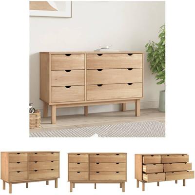 The Living Store Schubladenschrank otta 111x43x73,5 cm Massivholz Kiefer - Kommoden - Braun Image