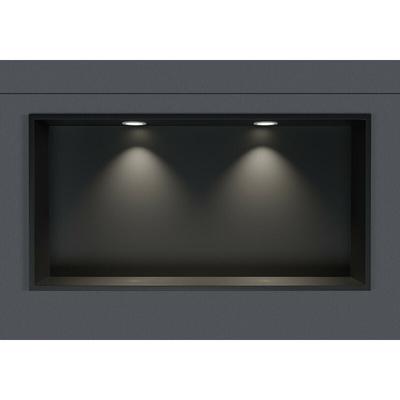 Wandnische Edelstahl Bernstein NT206010X mit LED-Spot 20x60x10 cm Schwarz 2x Spot Einbaurahmen Weiß Image