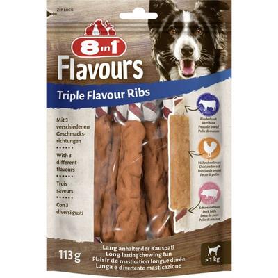 8in1 - Flavours Kaustange Triple Flavour Ribs 113 g Hundeleckerlis Image