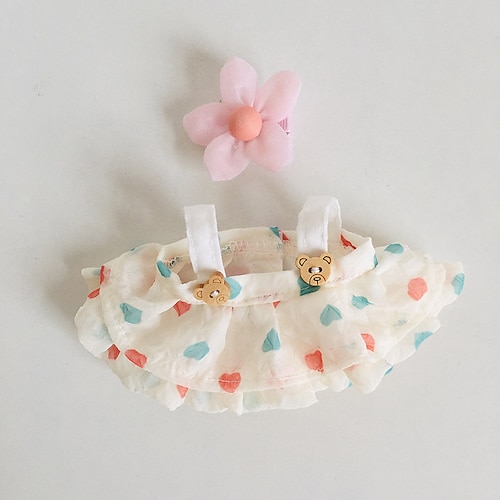 Plüsch Puppenkleider Niedliches Blumenkleid Puppenkleider für 7 Zoll/17 cm Plüsch Labubu Kawaii Puppenzubehör Spielzeuge Geschenke für Mädchen (OHNE Puppe)