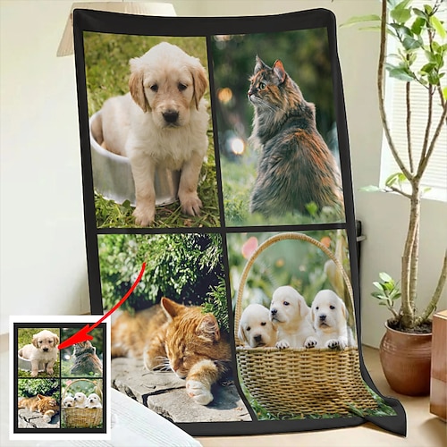 Personalisierte Decke Personalisierte Geschenke 4 Fotos Personalisierte Paargeschenke Anpassbare Bilddecke Ich liebe dich Geschenke Geburtstagsgeschenk für Frau Ehemann Freundin Freund Haustiere Image