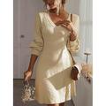 Per donna Abito da lavoro Vestito nero Di tendenza Moda da lavoro Vestito longuette Design A V Manica lunga Liscio Standard Nero Rosa Beige Autunno Inverno S M L XL 2XL