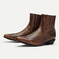 stivali da cowboy western marroni e blu da uomo – design in similpelle ricamata per un abbigliamento casual e in stile country