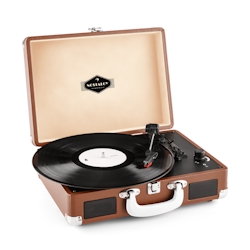 auna Peggy Sue Retro-Plattenspieler LP USB braun Tabak Image