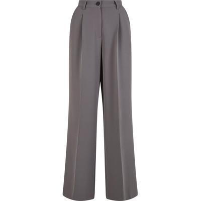 Stoffhose URBAN CLASSICS "Urban Classics Ladies Wide Leg Trousers", Damen, Gr. 29, Normalgrößen, grau (cloudgrau), 94% Polyester, 6% Elasthan, unifarben, relaxed fit, Hosen Image
