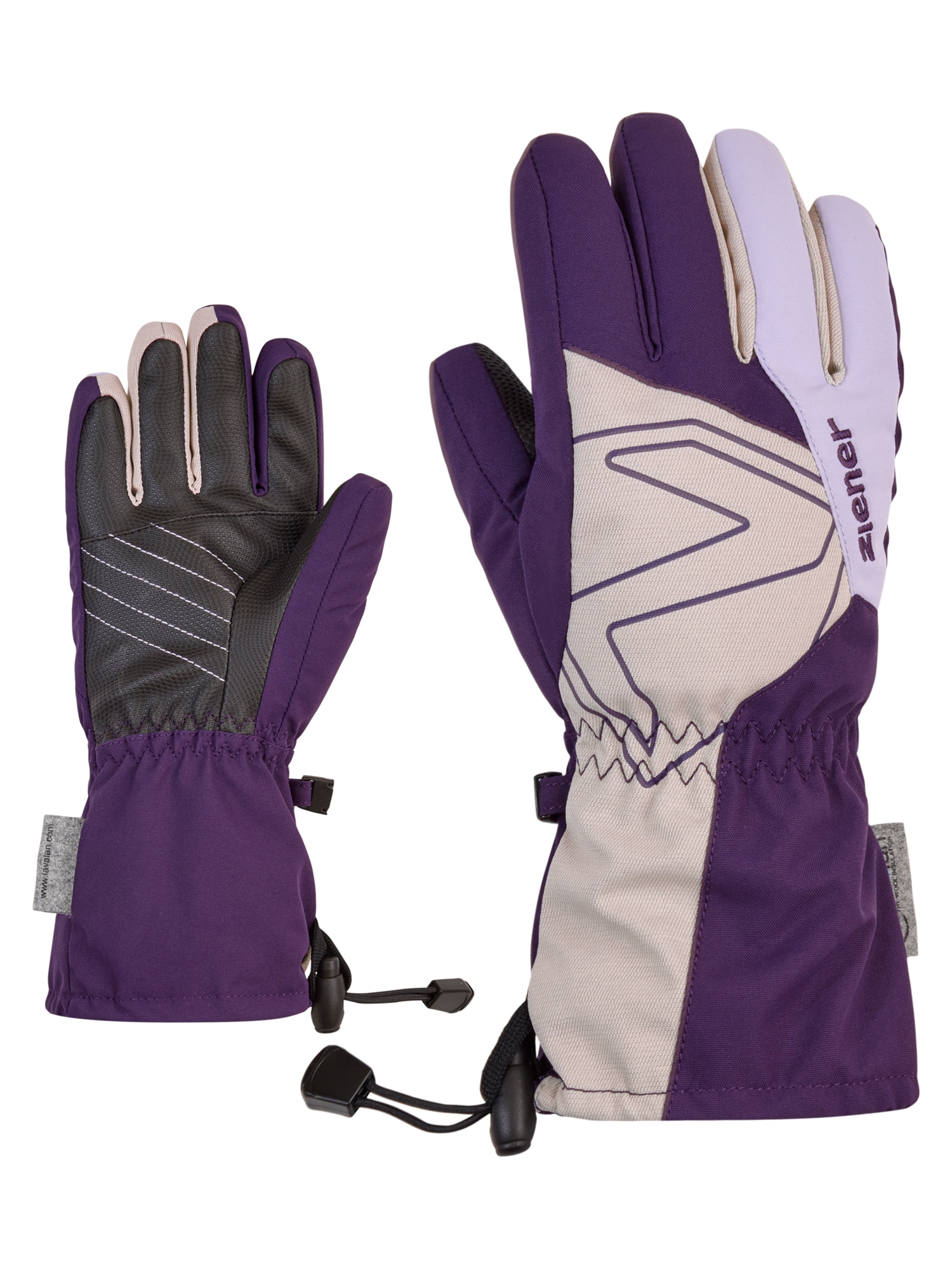 Skihandschuhe ZIENER "LAVAL AS(R) AW", Kinder, Gr. 5,5, lila (dunkellila), Kunstfaser, Handschuhe Image