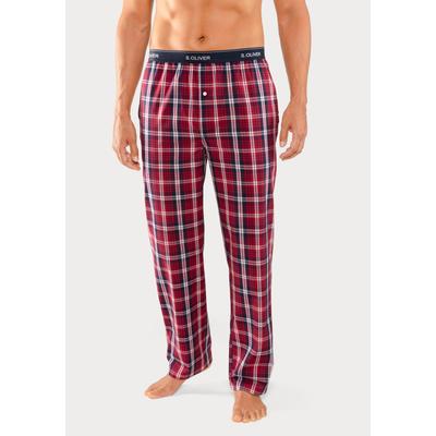 Webhose S.OLIVER, Herren, Gr. 48/50 (M), N-Gr, rot (rot, kariert), Web, Obermaterial: 100% Baumwolle, kariert, Basic, lang, Hosen Pyjamahose Homewear Hose, mit Markenlogo im Bund Image