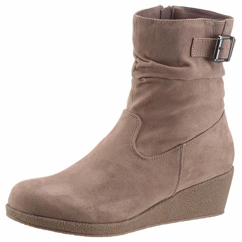 Stiefelette CITY WALK Gr. 40, grau (taupe) Damen Schuhe mit Raffungen am slouchy Schaft