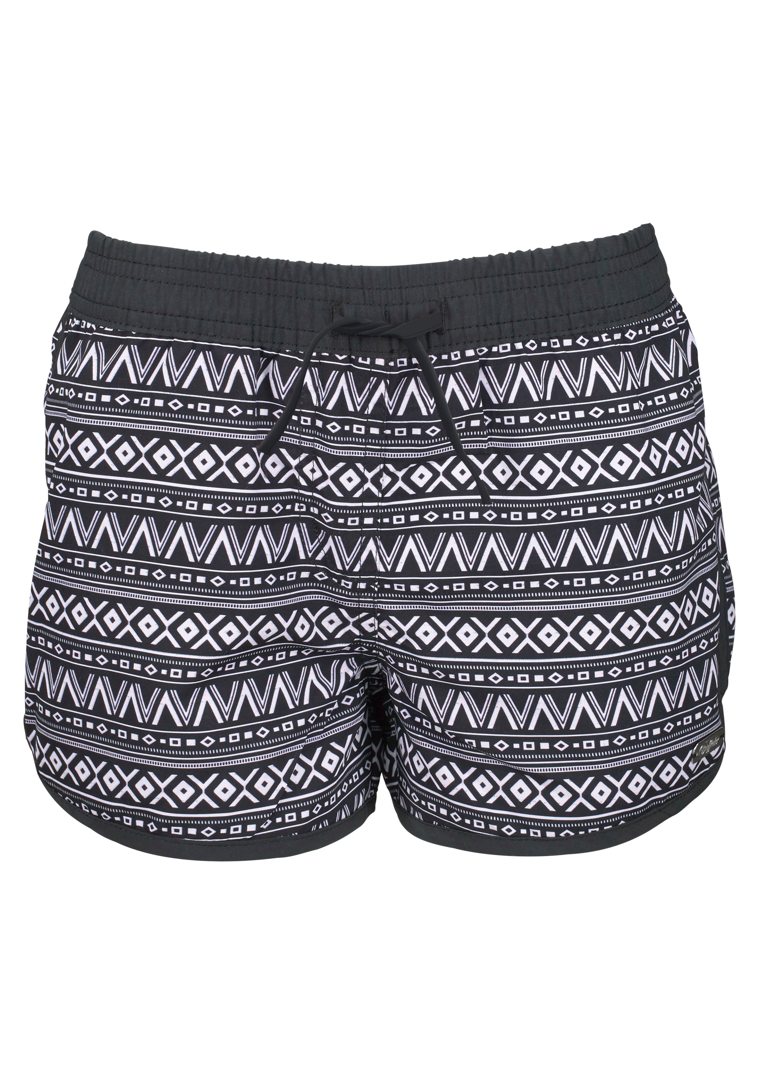 Badeshorts BUFFALO, Kinder, Gr. 122/128, N-Gr, schwarz-weiß (schwarz, weiß), Microfaser, Polyester, Ethnomuster, Badehosen, mit Ethnodruck Image