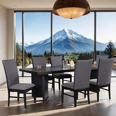 Furniture of America Dorian Modern 7-Piece Black Wood Dining Table Set