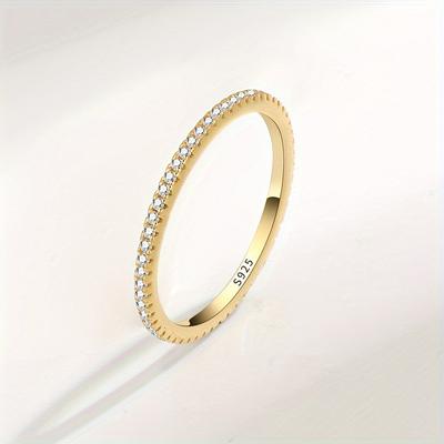 TEMU 1.5g Minimalist 925 Pure Silvery 1.5mm Gypsophila Ring For Women, Birthday Gift For And Mother Image