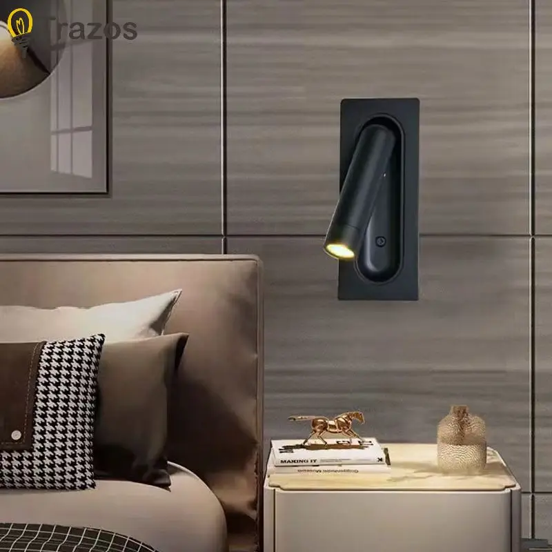 Moderne einfache Hotelzimmer Schlafzimmer Nachttischlampe Wohnzimmer Studie Leselampe eingebetteter Augenschutz drehbare Wandlampe
