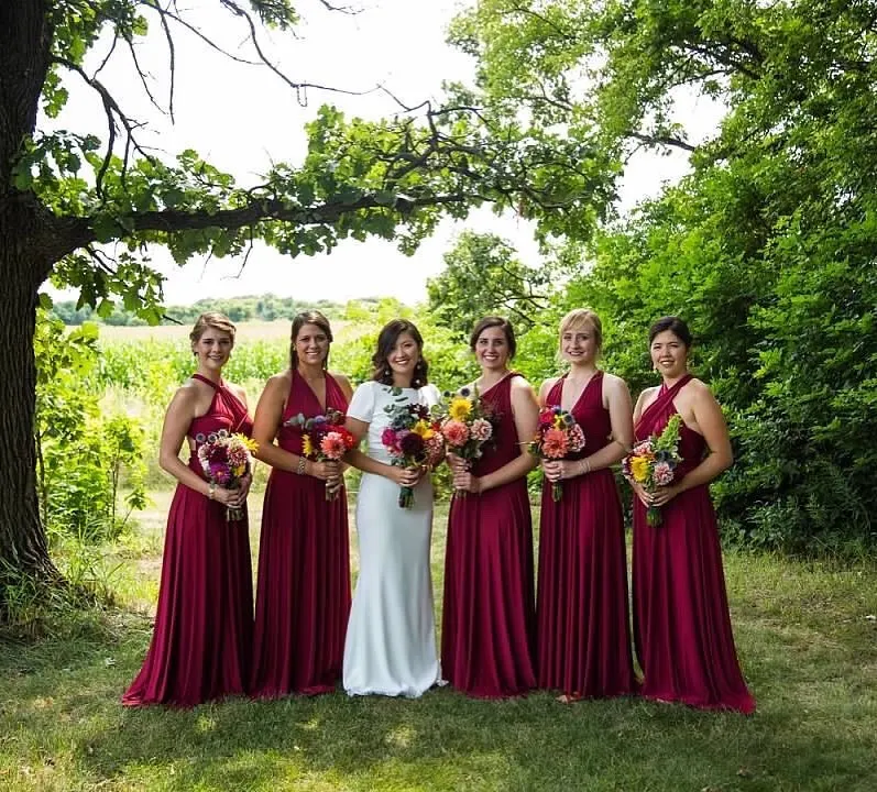 Baby online ärmellose Multi way Wrap veränderbare Gast kleid sexy Brautjungfer Kleid Infinity-Stil Cabrio/Twist-Wrap-Kleid Image