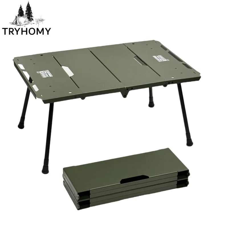 Klappbarer Campingtisch, leicht, tragbar, Tisch aus Aluminiumlegierung, Aufbewahrungsregal, seitliches Ofenregal, Campingtisch, coole Campingausrüstung Image