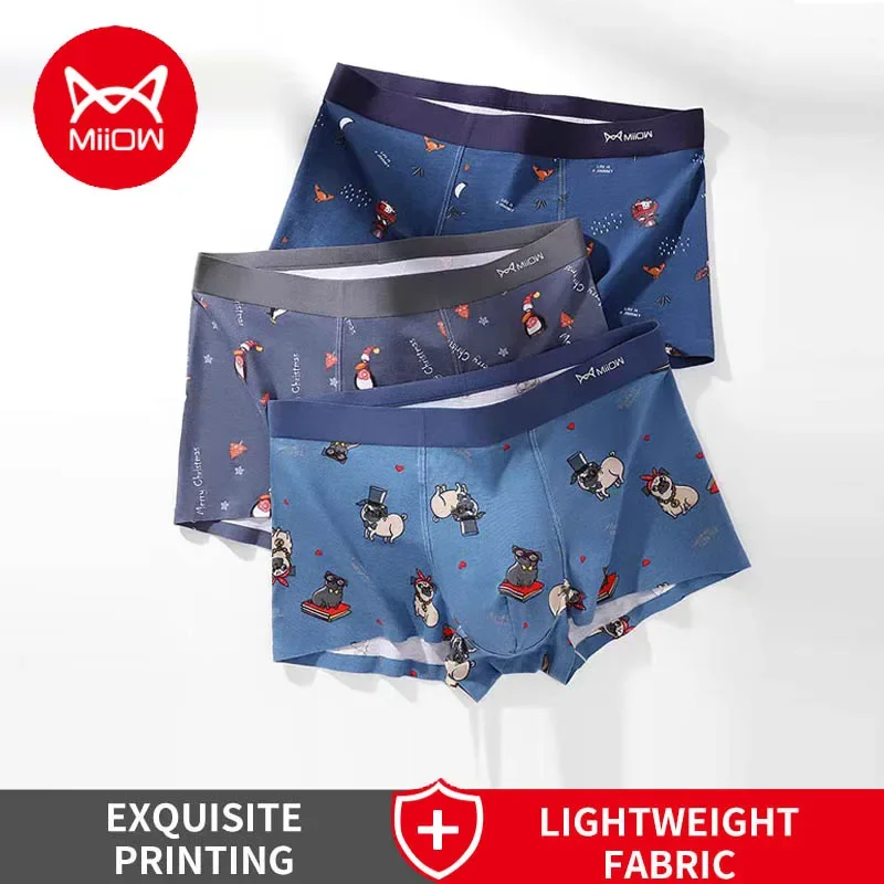 MiiOW 4Pcs Baumwolle Männer Boxer 3A Antibakterielle männer Unterwäsche Höschen Nahtlose Sommer Atmungsaktive Unterhose Männlich Gedruckt Boxer Image