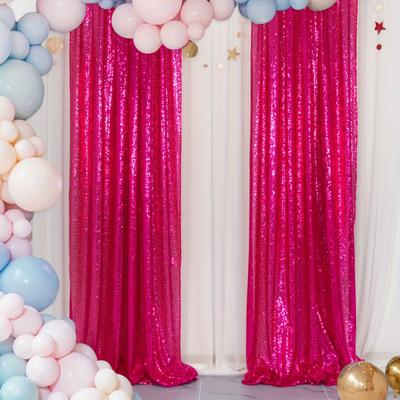 TEMU Shinybeauty Sequin Curtains 2 Panels 2ftx8ft Wedding Party Backdrop Curtain Shimmer Fuchsia Sequin Backdrop Curtain Decoration Home Shimmer Fabric Backdrop Party Photographic Studio Photo Backgrounds