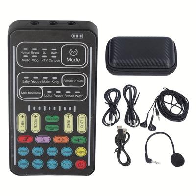 TEMU I9 Voice Changer Set Multifunction Portable Recording Mini Sound Card For Game Anchor Recording Computer