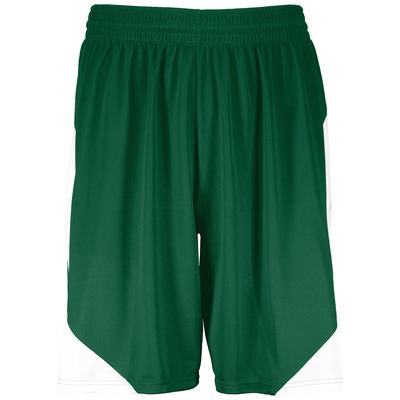 Augusta Sportswear 1733 Step-Back Basketball Shorts in Dark Green/White size Medium | Polyester