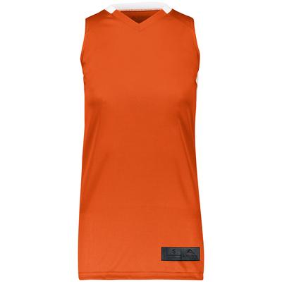 Augusta Sportswear 1732 Athletic Women's Step-Back Basketball Jersey T-Shirt in Orange/White size XS | Polyester