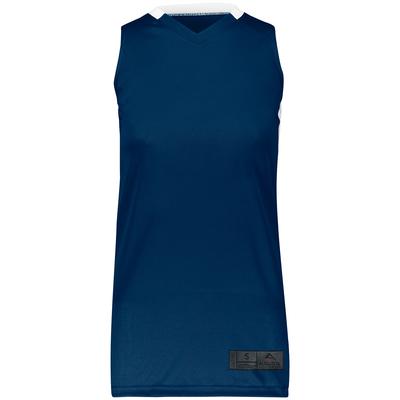 Augusta Sportswear 1732 Athletic Women's Step-Back Basketball Jersey T-Shirt in Navy Blue/White size Medium | Polyester