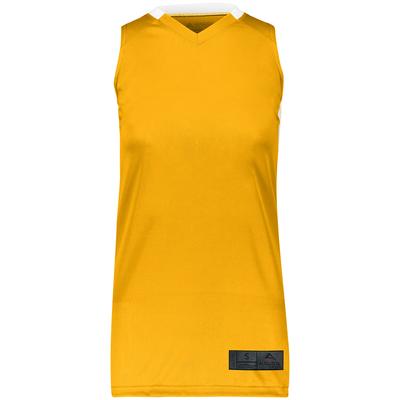 Augusta Sportswear 1732 Athletic Women's Step-Back Basketball Jersey T-Shirt in Gold/White size Large | Polyester