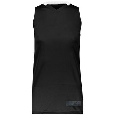 Augusta Sportswear 1732 Athletic Women's Step-Back Basketball Jersey T-Shirt in Black/White size 2XL | Polyester