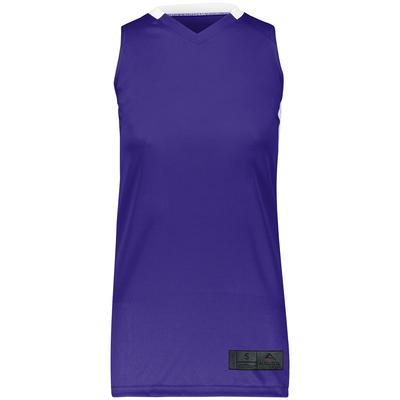 Augusta Sportswear 1732 Athletic Women's Step-Back Basketball Jersey T-Shirt in Purple/White size 2XL | Polyester