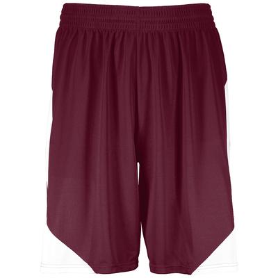 Augusta Sportswear 1734 Youth Step-Back Basketball Shorts in Maroon/White size Small | Polyester
