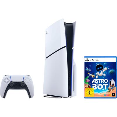 PLAYSTATION 5 Konsolen-Set "PS5 Disk Edition (Slim) + PS5 Astro Bot", schwarz-weiß (weiß, schwarz), B:35,8cm H:9,6cm T:21,6cm, Spielekonsolen Image