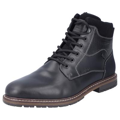 Winterstiefelette RIEKER, Herren, Gr. 40, schwarz, Leder, Lederimitat, modisch, Schuhe, Schnürstiefel, Business Schuh mi