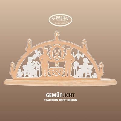 LED Schwibbogen WEIGLA "Erzgebirge, moderner Lichterbogen aus Holz & Acrylglas", beige (natur), B:47,00cm H:22,00cm T:8,20cm, Schwibbögen, Erzgebirge garantiert, Weihnachtsdeko Innen, Weihnachtsbeleuchtung Image