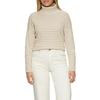 Rollkragenpullover S.OLIVER, Damen, Gr. 44, beige (beige, ecru), Rippstrick, Obermaterial: 60% Baumwolle, 40% Polyacryl, geringelt, gestreift, casual, gerade hüftlang, Rundhals, Langarm, Pullover, Rippstrick, im Streifen-Design