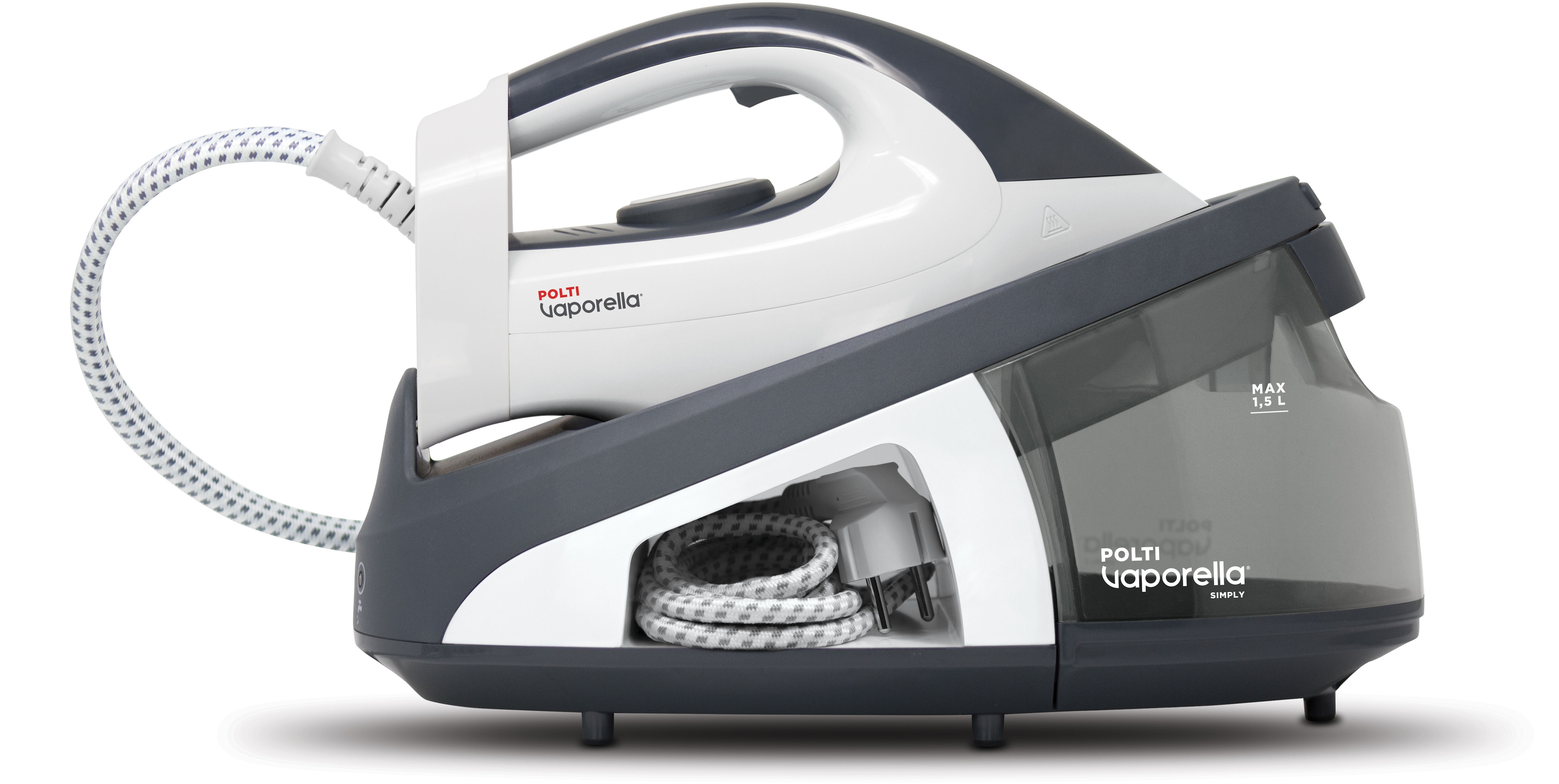 POLTI Dampfbügelstation "VAPORELLA Simply VS10.10", grau (weiß, grau), Dampfbügelstationen