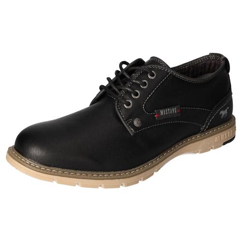 Schnürschuh MUSTANG SHOES Gr. 45, schwarz Herren Schuhe Freizeitschuh, Halbschuh, Schnürschuh mit Logoschriftzug