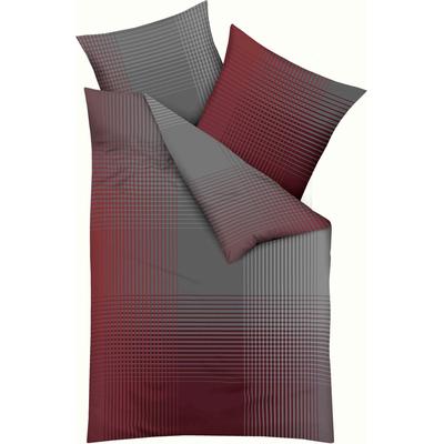 Bettwäsche KAEPPEL "Master", rot (rubin), B/L: 240cm x 220cm, 2 St., Mako-Satin, B/L: 80cm x 80cm & 80cm x 80cm, Mako-Satin, Obermaterial: 100% Baumwolle, Bettwäsche, mit Karomuster Image