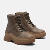 Schnürstiefelette TIMBERLAND "ROXIE LANE MID LACE UP BOOT", Damen, Gr. 38, braun (medium braun full grain), Leder, sportlich, Schuhe, Winterschuhe, Winterstiefel, Schnürboots, Winterboots