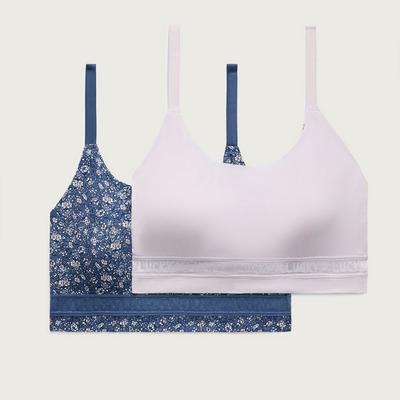 Lucky Brand 2Hgr Plus Brush Micro Lounge Bra in Dark Blue, Size 1X