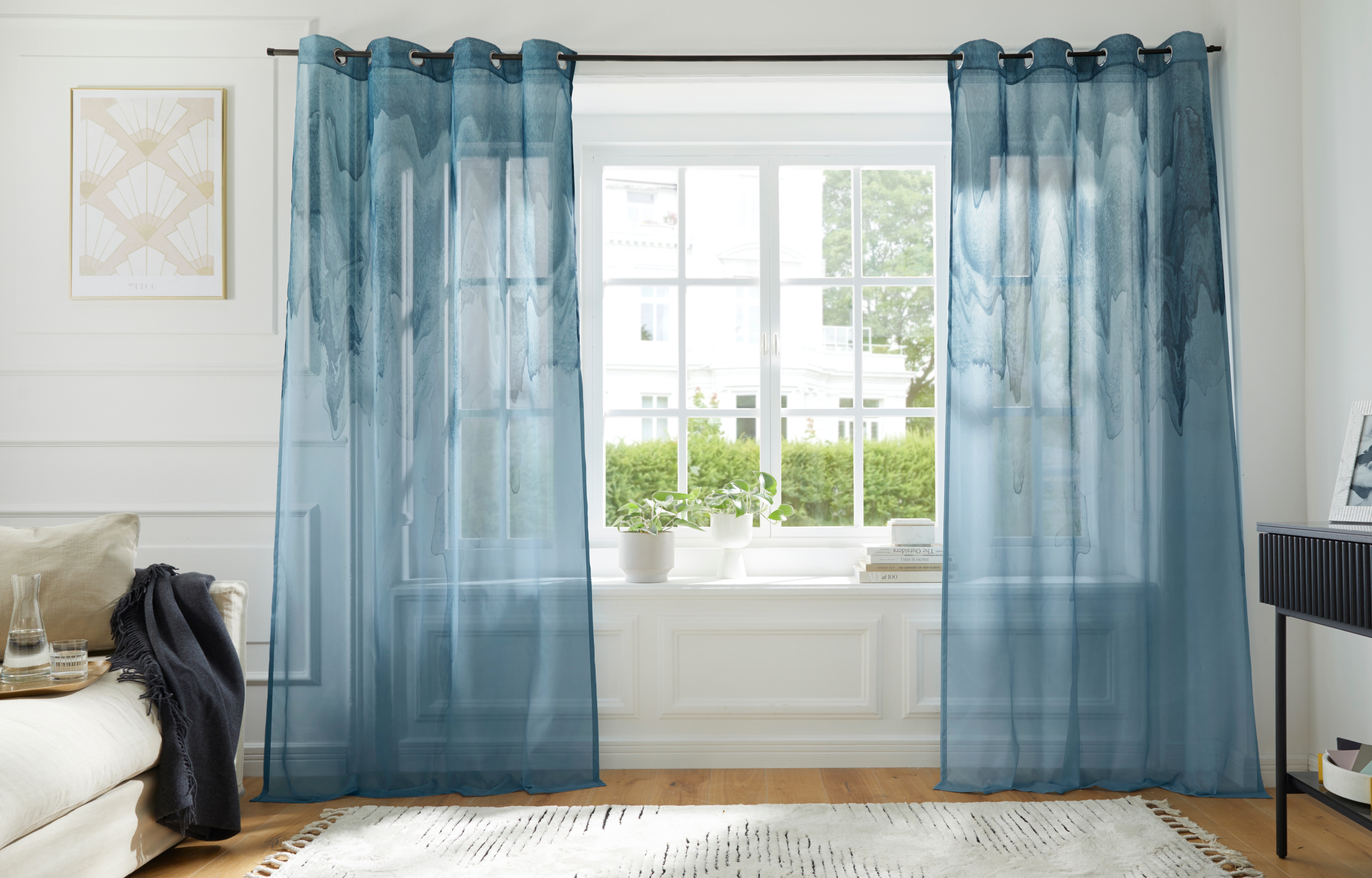 Gardine "Greet" Gr. 2, grau, B:140cm H:175cm, Polyester, Polyester, GUIDO MARIA KRETSCHMER HOME & LIVING, Gardinen, Voile halbtransparent Image