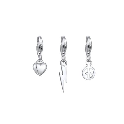 KUZZOI - Charms Herz Blitz Peace 925 Sterling Silver Herrenschmuck 1 ct Herren