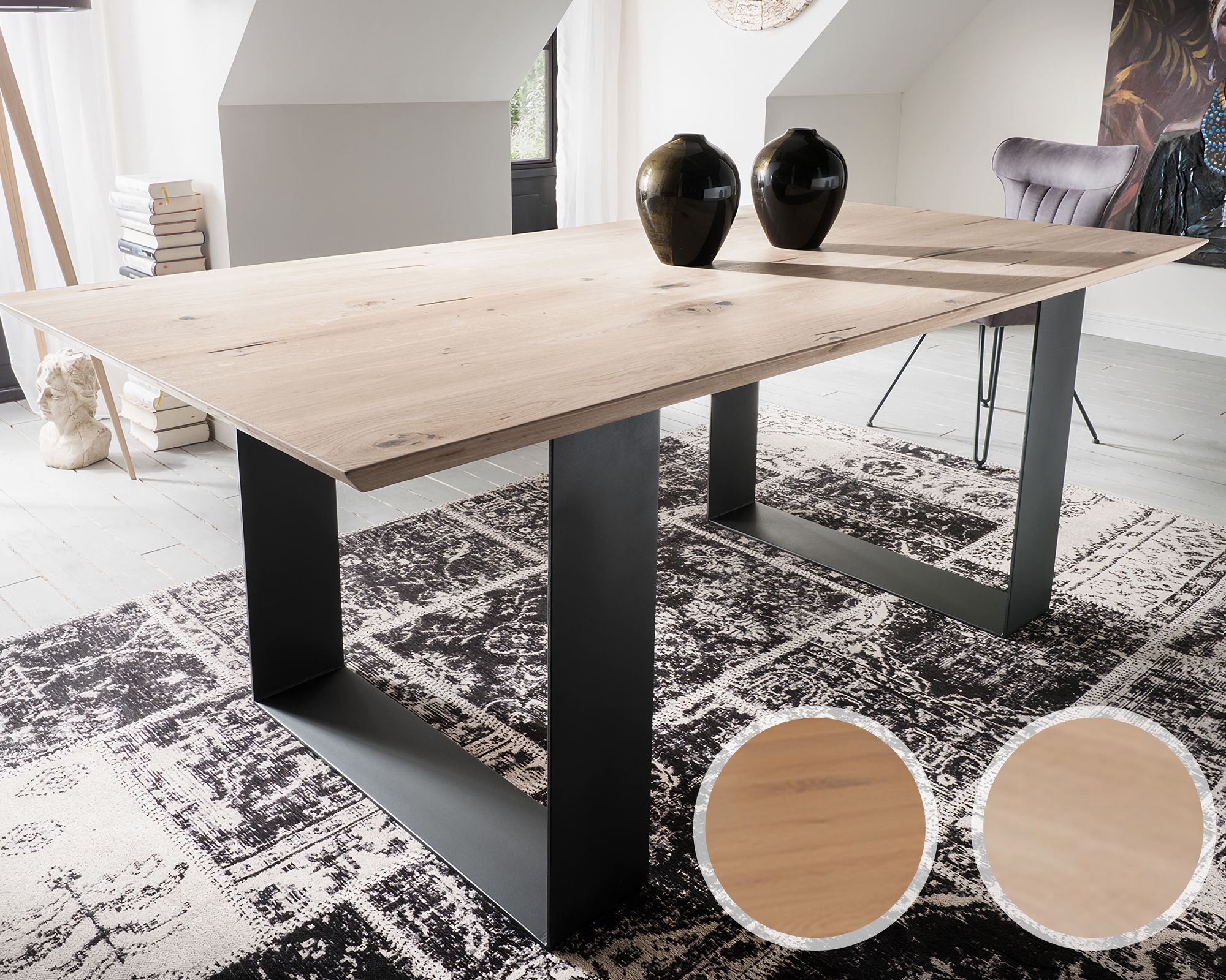 Massivholz »Genf« Tabula Rasa Esstisch 4 cm / voll massiv / Wildeiche natur / 200x100 cm