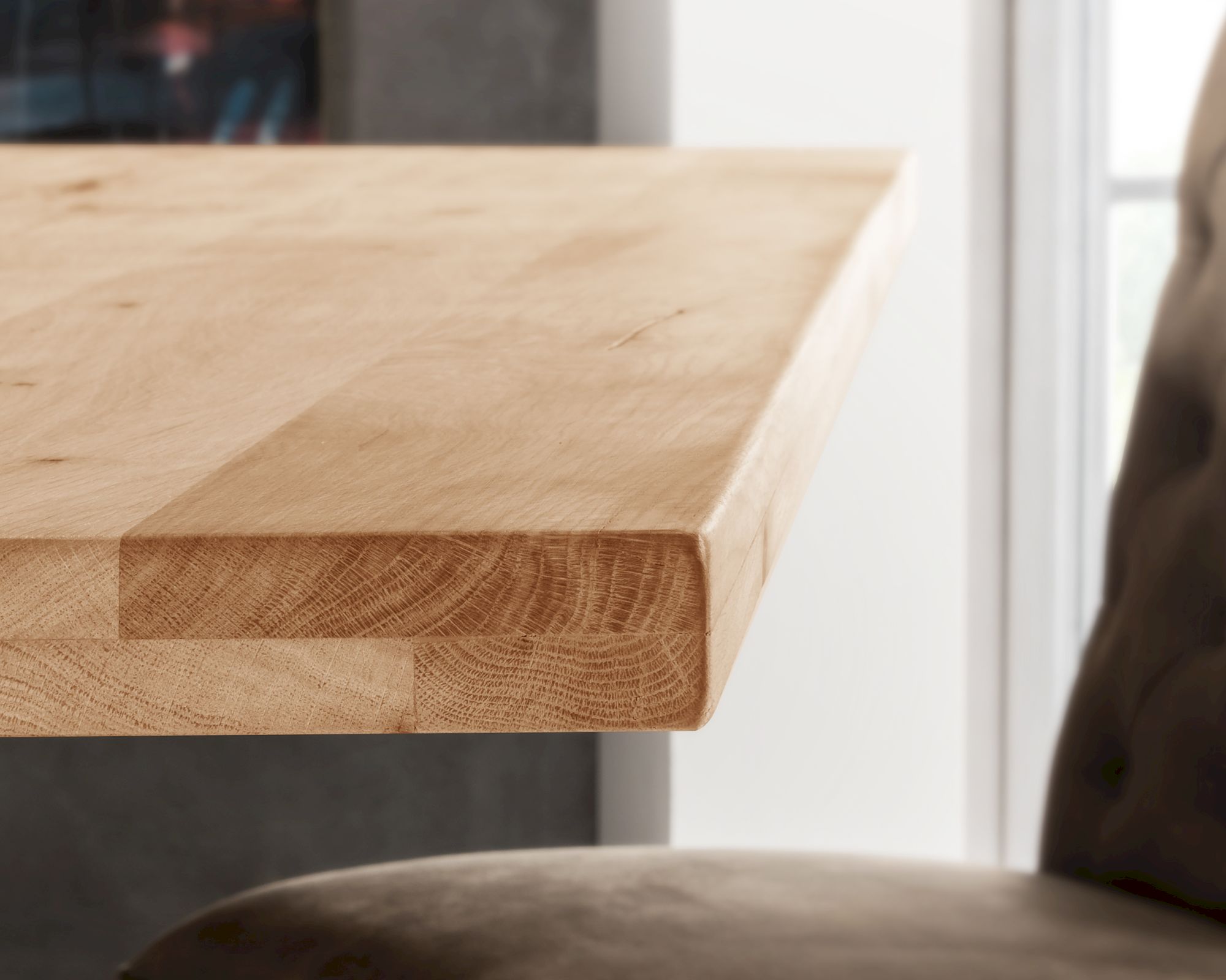 Massivholz »Tabula Rasa« Tischplatte gerade Kante 4 cm / voll massiv / 180x90 cm / Wildeiche natur