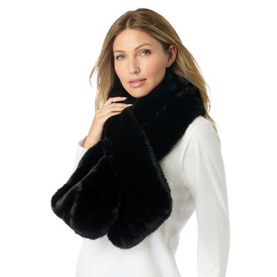Plus Size Women's Faux-Fur Pull-Through Scarf by Roamans in Black