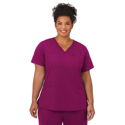 Plus Size Women's Jockey Scrubs Women's True Fit Crossover V-Neck Top by Jockey Encompass Scrubs in Plum Berry (Size M(10-12))