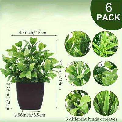 TEMU 6 Packs Small Fake Plants Artificial Potted Faux Plants In Pot For Home Office Farmhouse Bathroom Shelf Decor Indoor