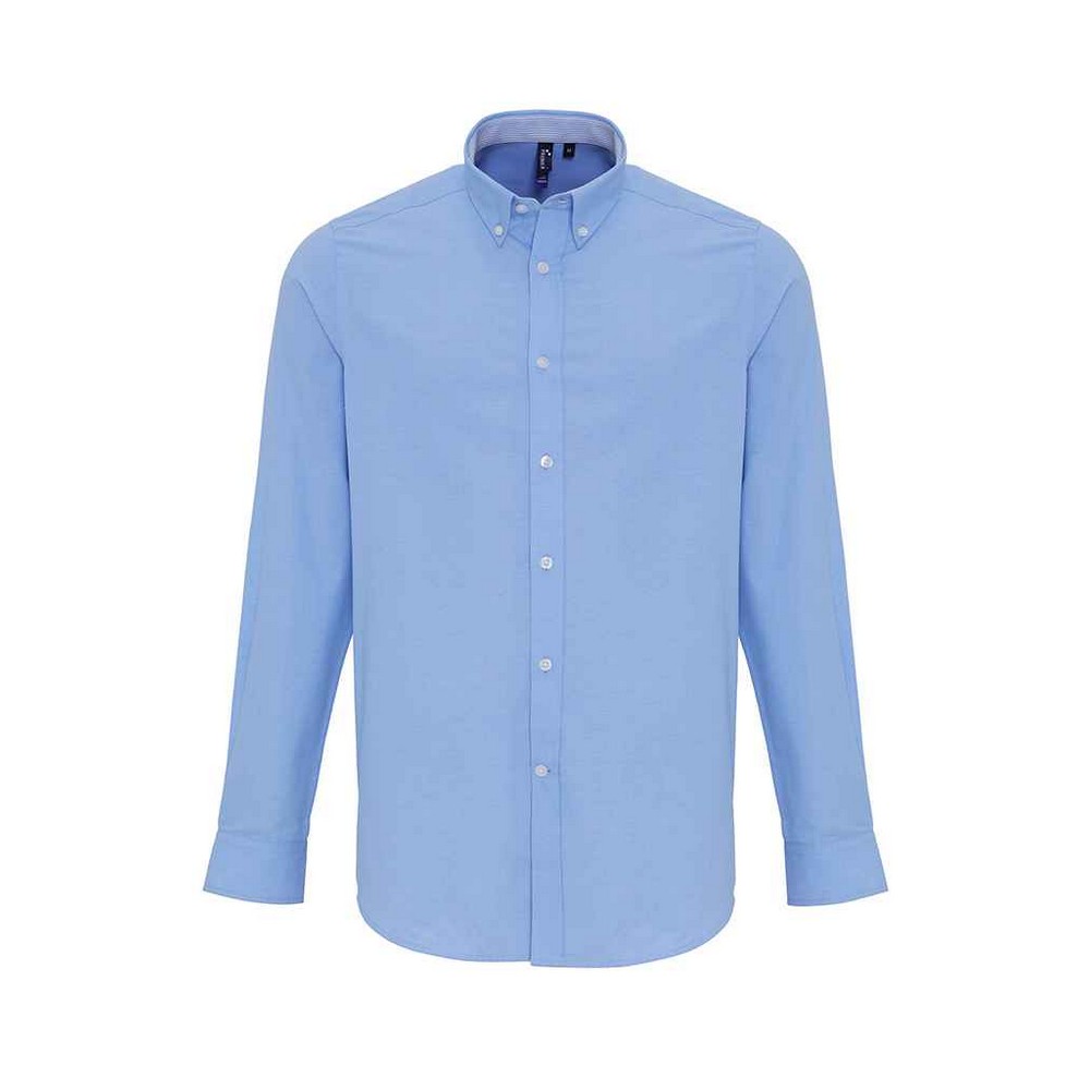 Premier Mens Striped Oxford Long-Sleeved Shirt (Oxford Blau) Image